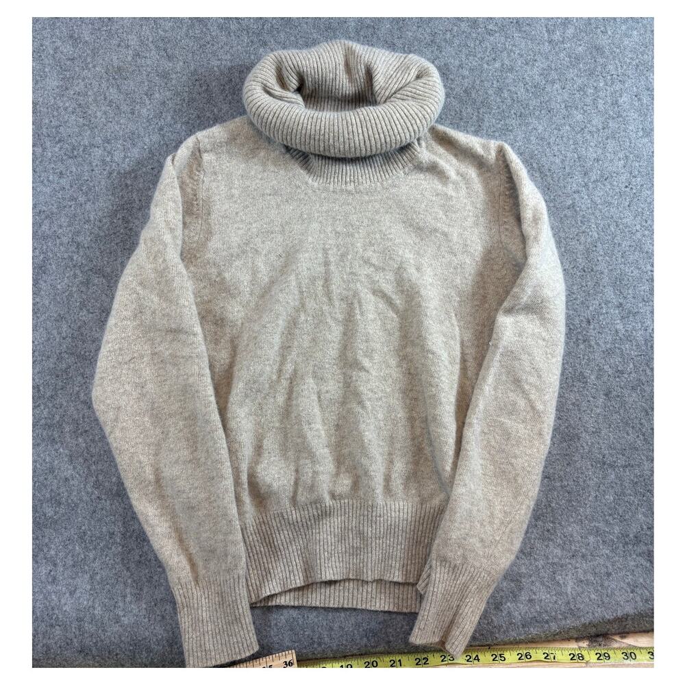 VINTAGE 70s Astor One Turtleneck Sweater Youth Large Beige Knit Lambswool Cozy